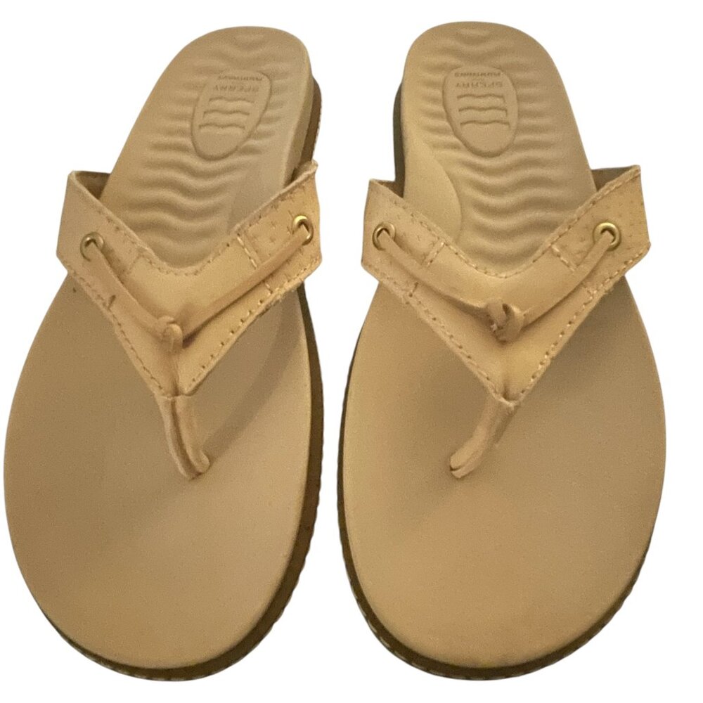Sperry Waveside PLUSHWAVE Leather Flip Flops Blush Pink Preppy Beach Size 7 - Picture 7 of 9